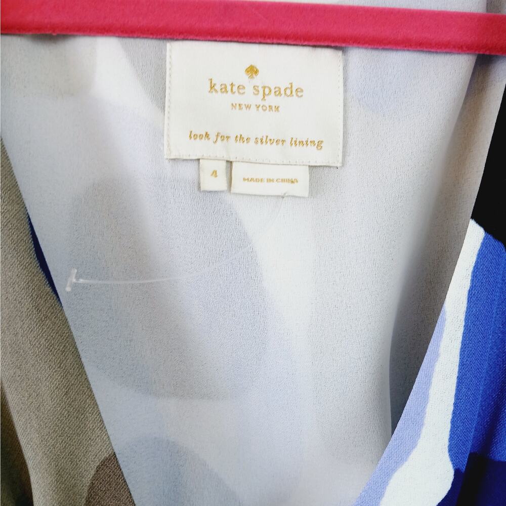 Kate Spade SZ 4 Purple Blue Black Large Print Mini Dress NWOT - Picture 4 of 6